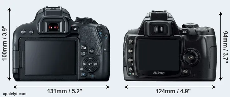 Comparison 800D or D40 rear