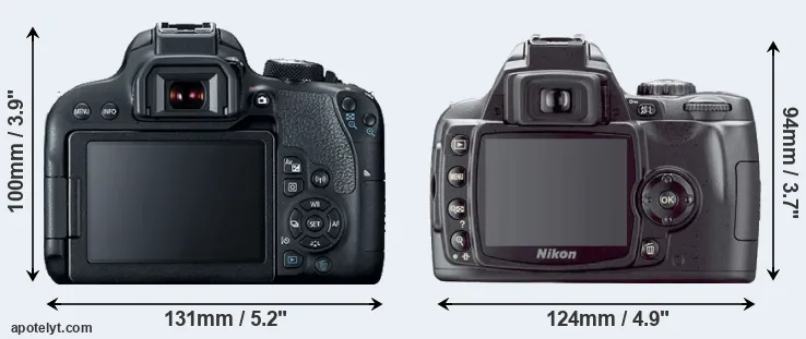 Comparison 800D or D40X rear