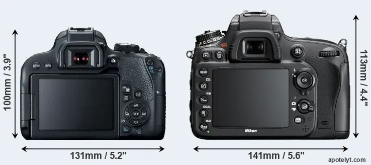 Comparison 800D or D600 rear