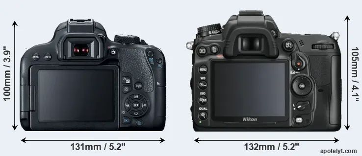 Comparison 800D or D7000 rear