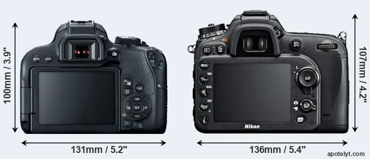 Comparison 800D or D7100 rear
