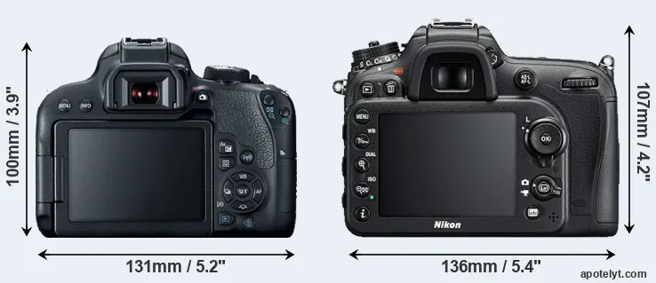 Comparison 800D or D7200 rear