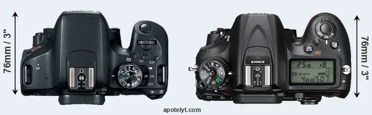 Compare 800D versus D7200 top