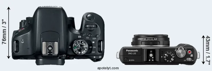 Compare 800D versus LX5 top