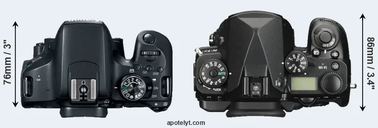 Compare 800D versus K-1 II top