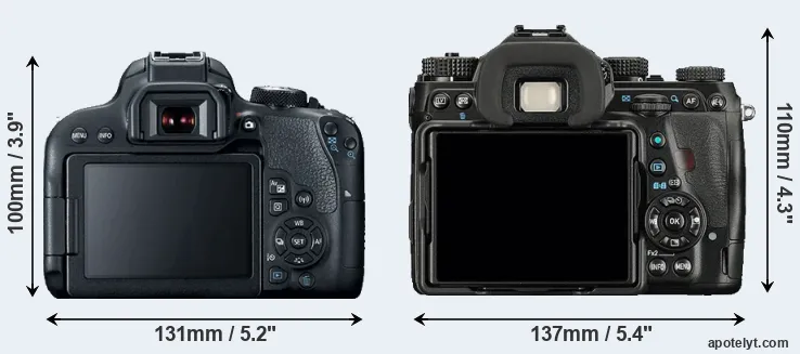 Comparison 800D or K-1 rear