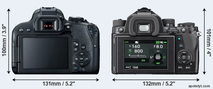 Comparison 800D or KP rear