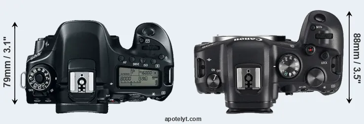 Compare 80D versus R6 top