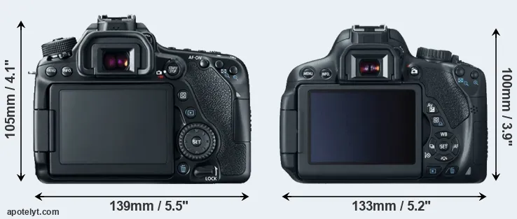 Comparison 80D or T4i rear