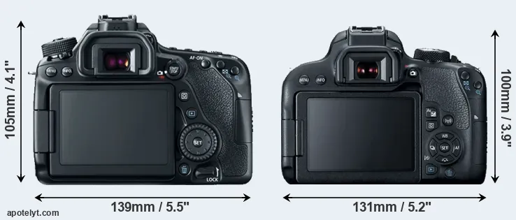 Comparison 80D or T7i rear