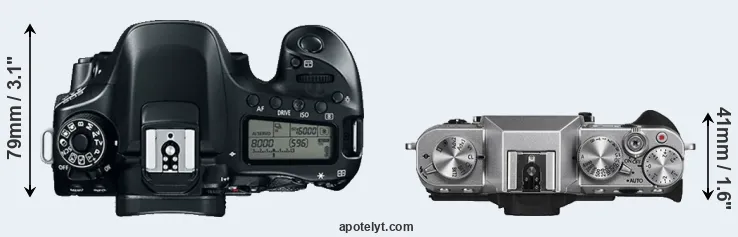 Compare 80D versus X-T10 top