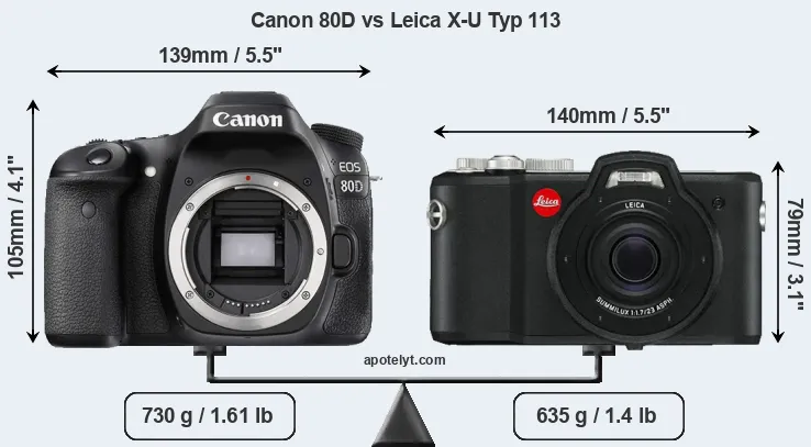Size Canon 80D vs Leica X-U Typ 113