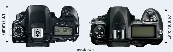 Compare 80D versus D200 top