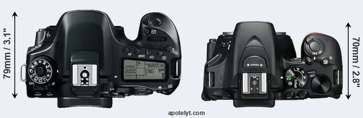 Compare 80D versus D5600 top