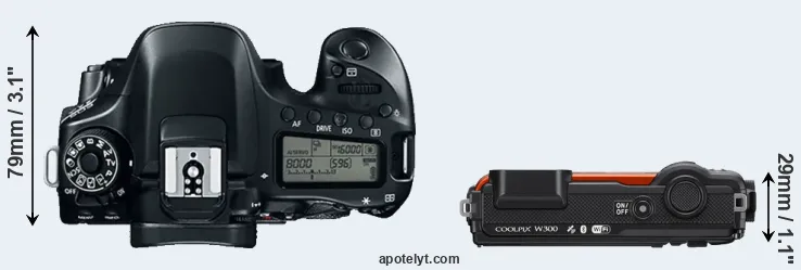 Compare 80D versus W300 top