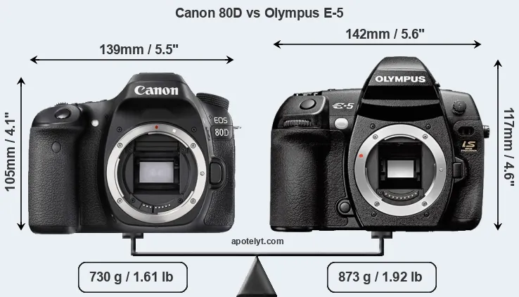 Size Canon 80D vs Olympus E-5