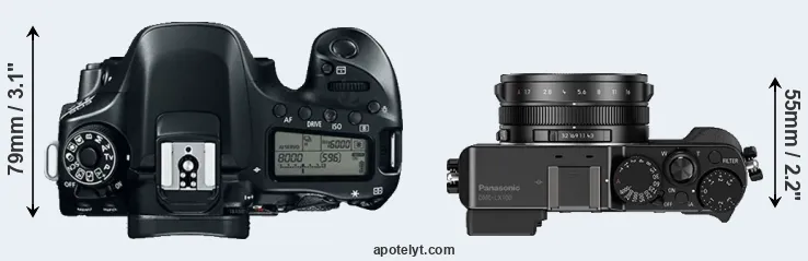 Compare 80D versus LX100 top