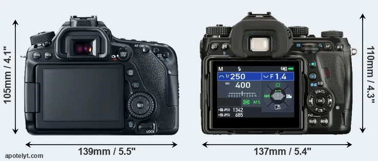 Comparison 80D or K-1 II rear