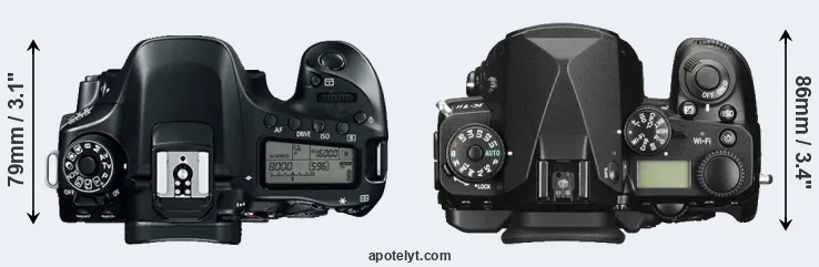 Compare 80D versus K-1 II top