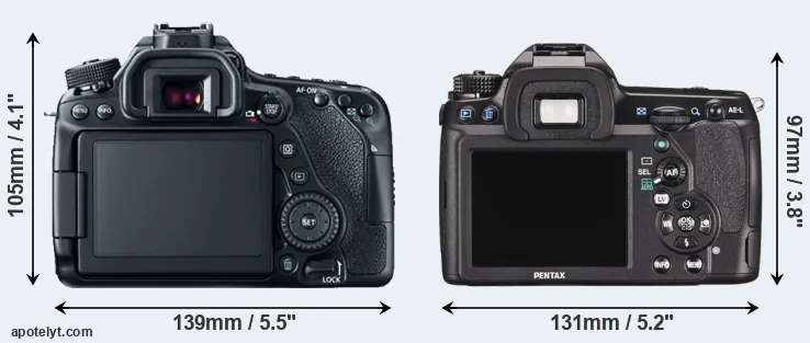 Comparison 80D or K-5 II rear