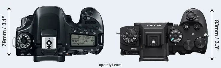 Compare 80D versus A9 III top