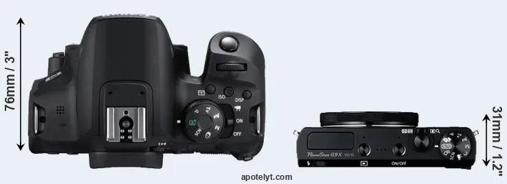 Compare 850D versus G9X top