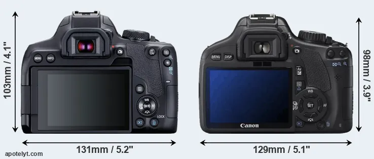 Comparison 850D or T2i rear