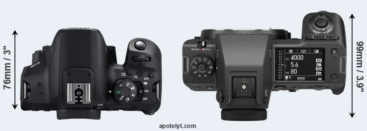 Compare 850D versus GFX 100 II top