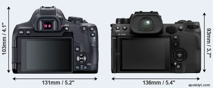 Comparison 850D or X-H2 rear