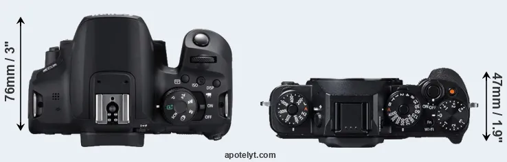 Compare 850D versus X-T1 top