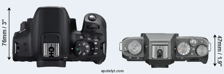 Compare 850D versus X-T100 top