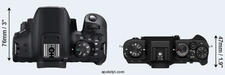 Compare 850D versus X-T30 II top