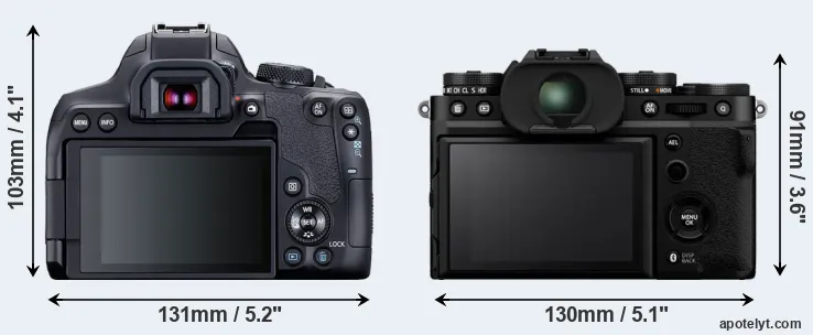 Comparison 850D or X-T5 rear