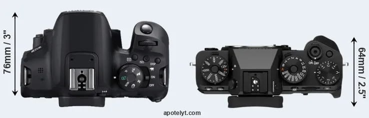 Compare 850D versus X-T5 top