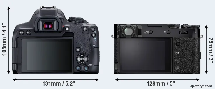 Comparison 850D or X100V rear