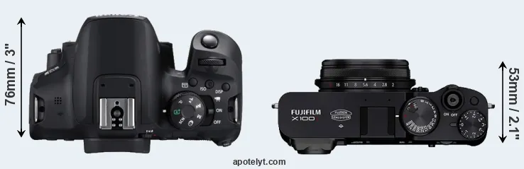 Compare 850D versus X100V top
