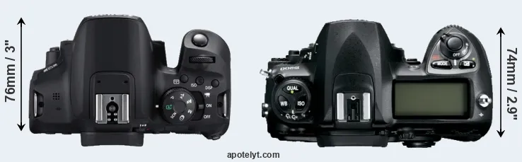 Compare 850D versus D200 top