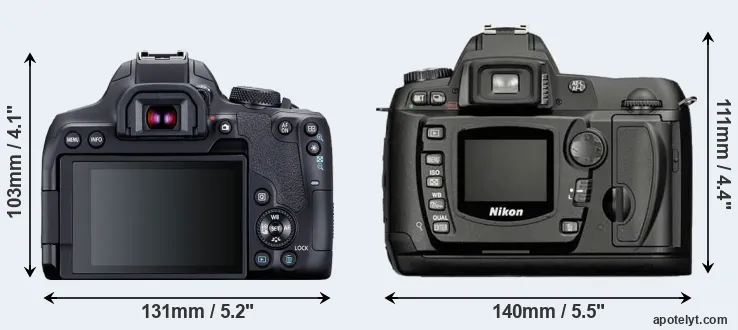 Comparison 850D or D70 rear