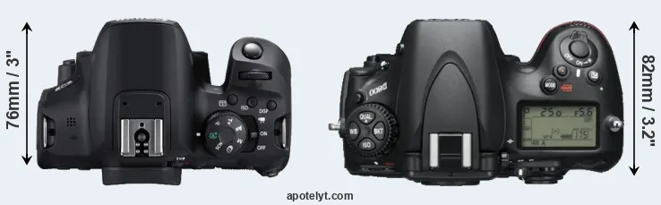 Compare 850D versus D800 top