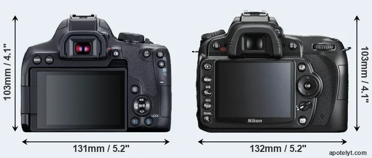 Comparison 850D or D90 rear