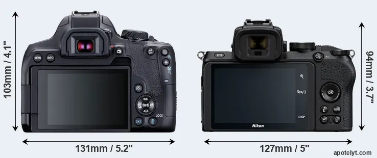 Comparison 850D or Z50 rear