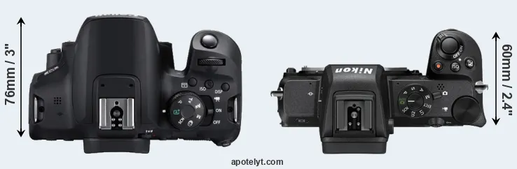 Compare 850D versus Z50 top