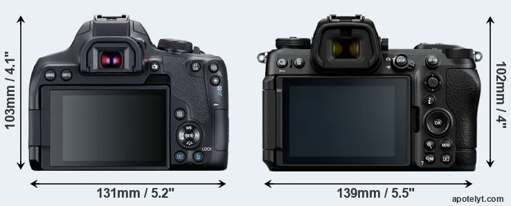 Comparison 850D or Z6 III rear