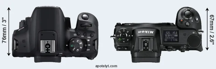 Compare 850D versus Z6 top