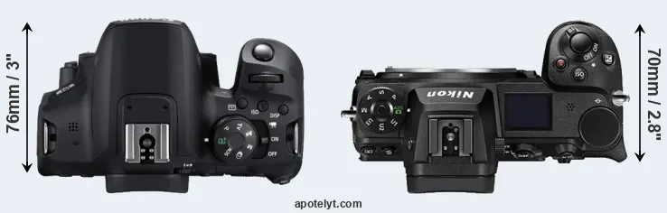 Compare 850D versus Z7 II top