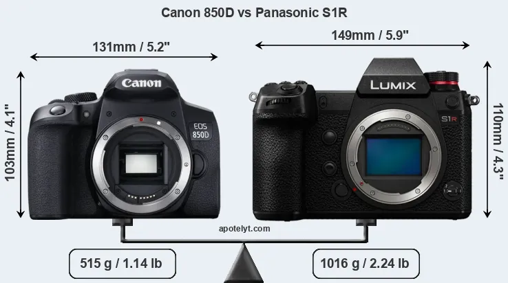 Size Canon 850D vs Panasonic S1R