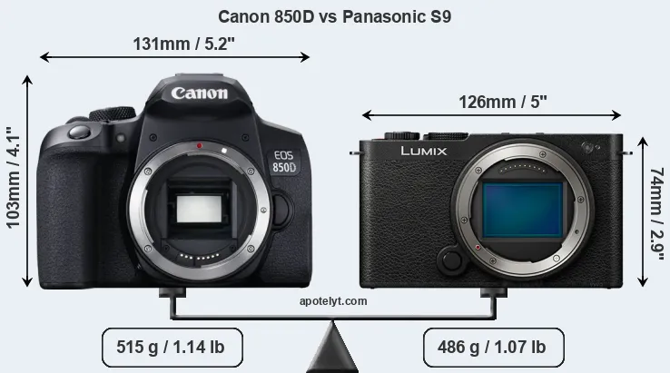 Size Canon 850D vs Panasonic S9