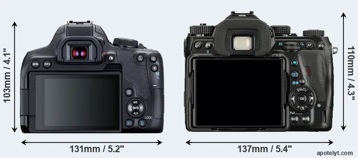 Comparison 850D or K-1 rear