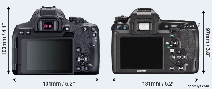 Comparison 850D or K-5 II rear