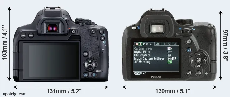 Comparison 850D or K-500 rear